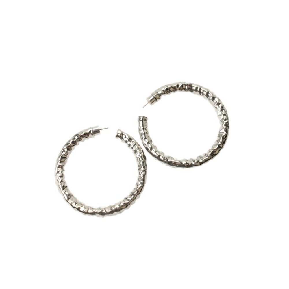 Jennifer Fisher Womens Silver Tone + 14K Posts Meave Medium Hoops 2"